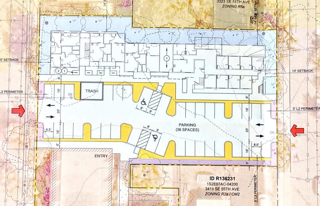 Concept site plan for Findley Commons housing project at St. Mark's Church site on SE Powell